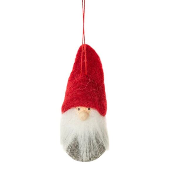 Silver Tree Santa Gnome Felt Ornament In Red/ Grey/ White NWT - Picture 1 of 5
